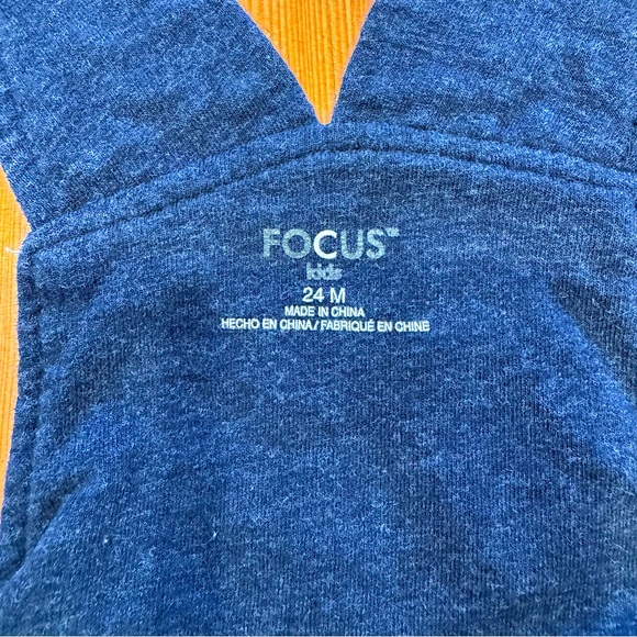 FOCUS KIDS 24mo Navy Blue Overalls & Red Striped Shirt - Picture 6 of 8